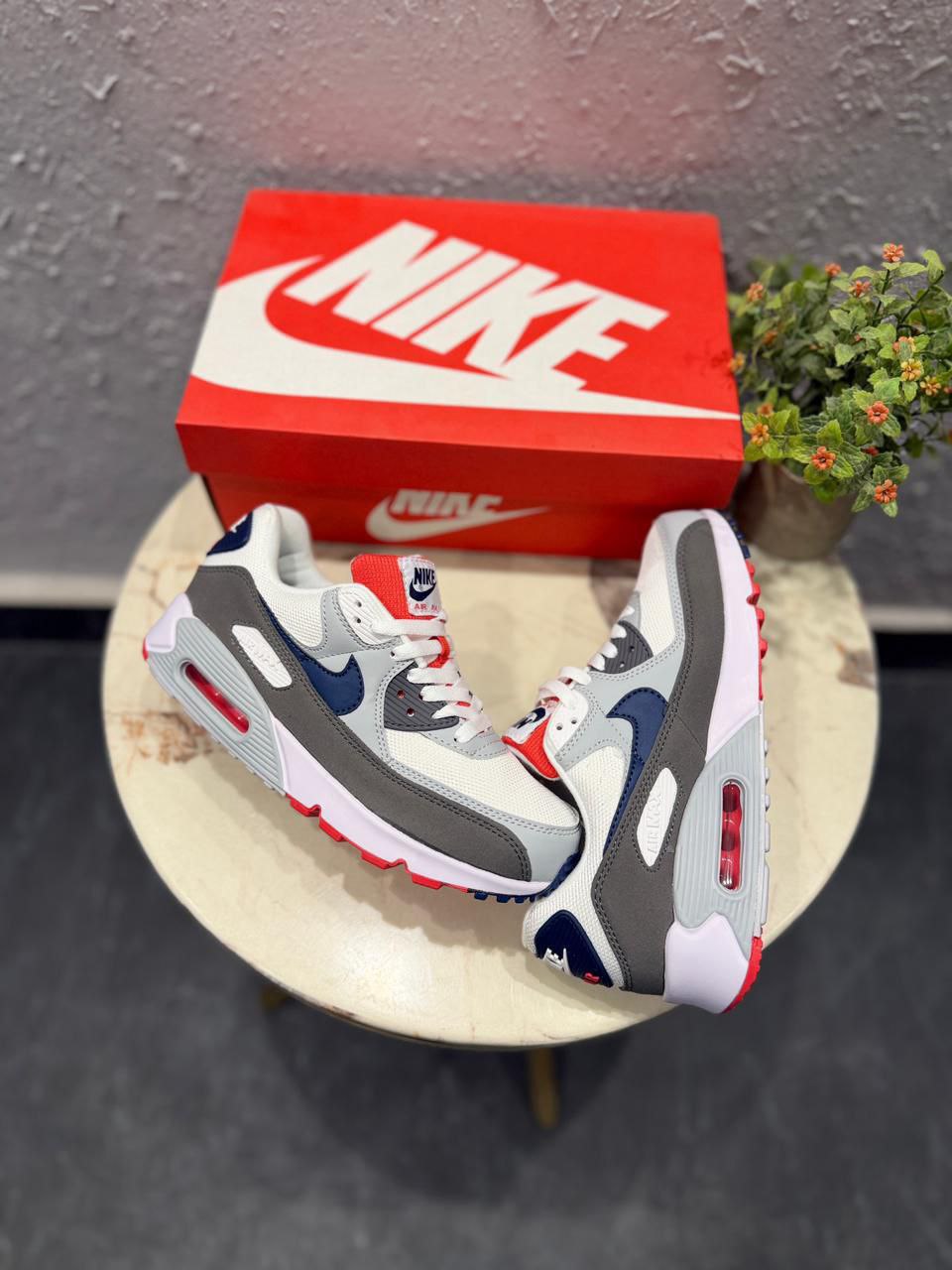 Nike Airmax 90 White Blue Grey Sneaker for Men's