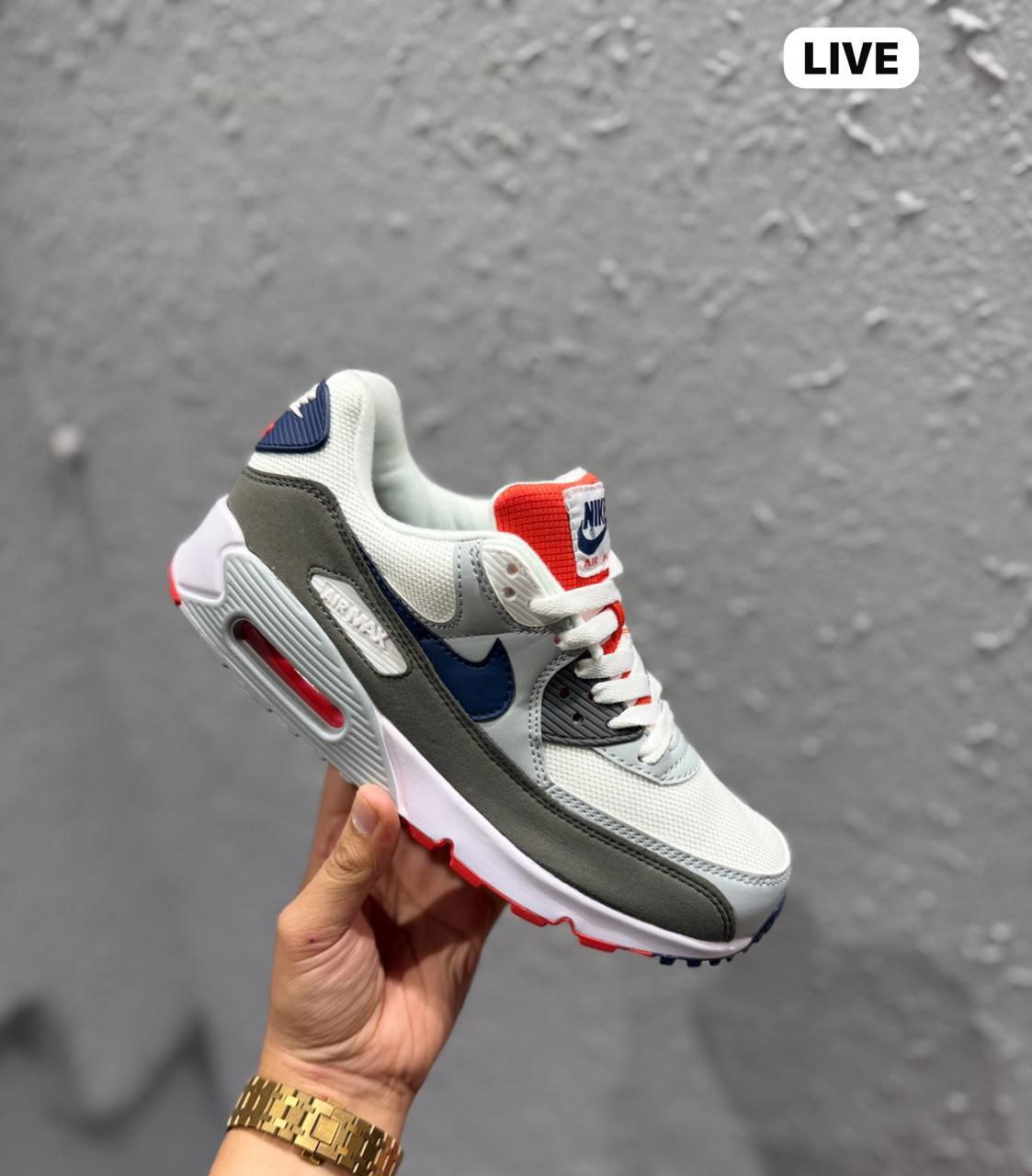Nike Airmax 90 White Blue Grey Sneaker for Men's