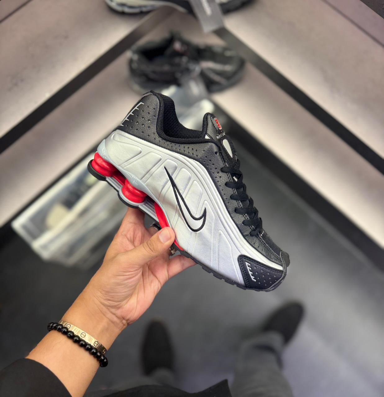 Nike Shoes Silver Black Red Sneaker for Men's