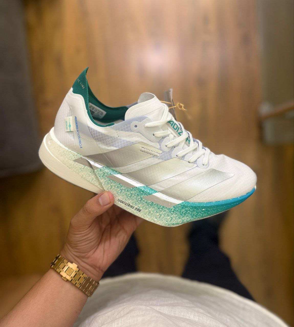 Adidas Adizero Adios Pro 4 Silver Green Running Shoes for Men's