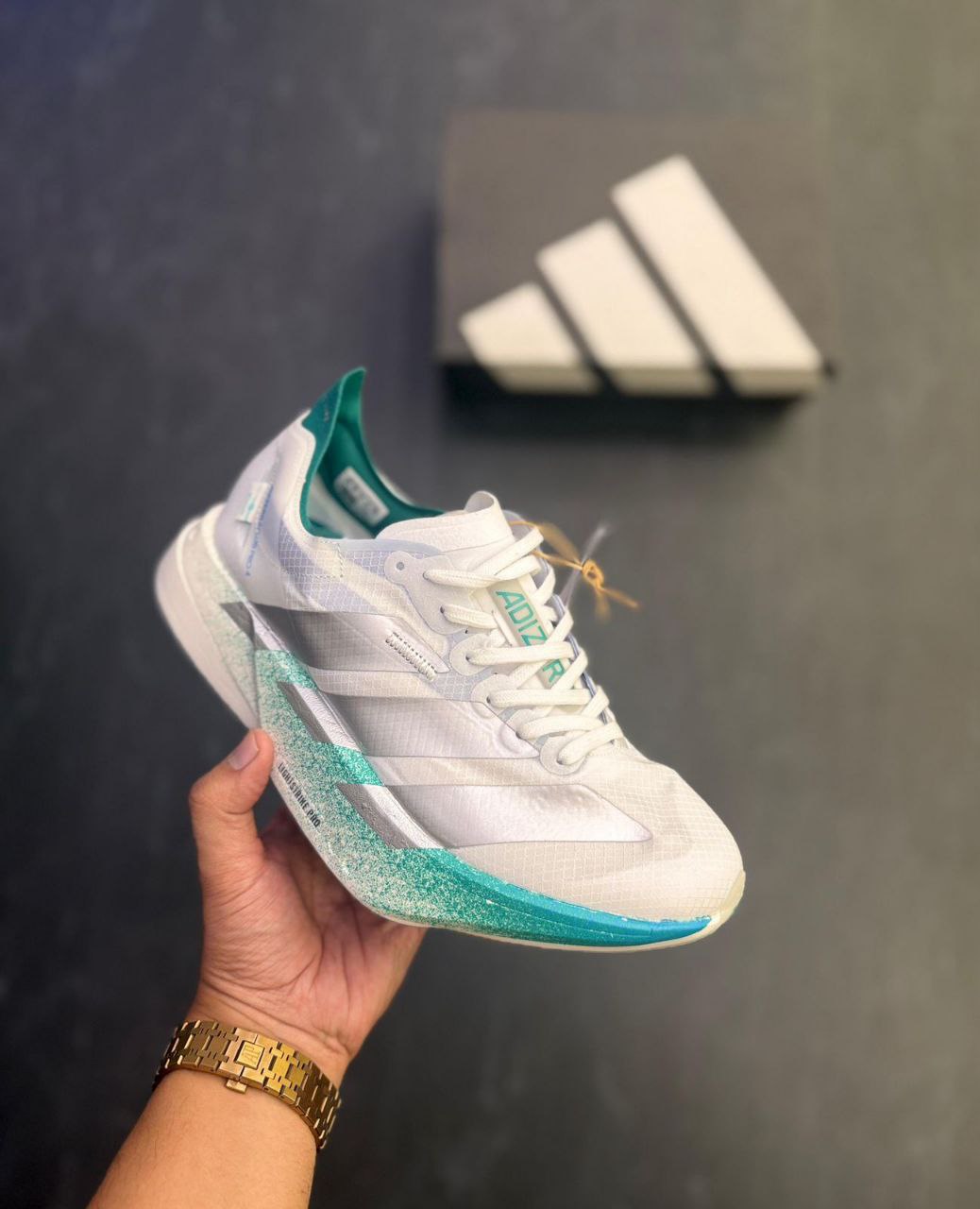 Adidas Adizero Adios Pro 4 Silver Green Running Shoes for Men's