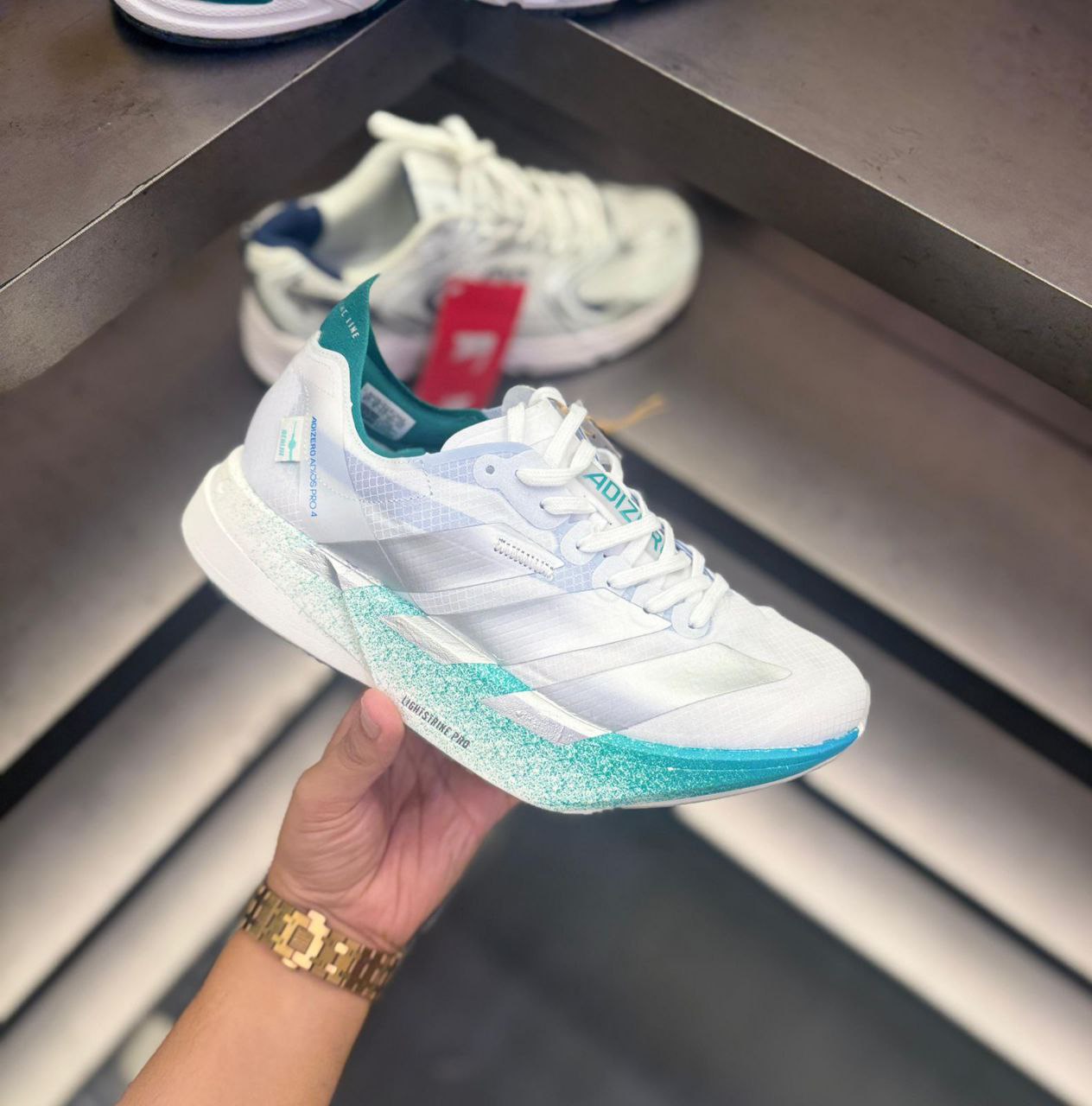 Adidas Adizero Adios Pro 4 Silver Green Running Shoes for Men's