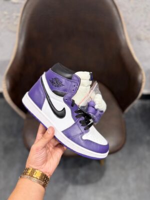 Nike Air Jordans Retro 1 Mid Purple Court White Sneaker for Men's