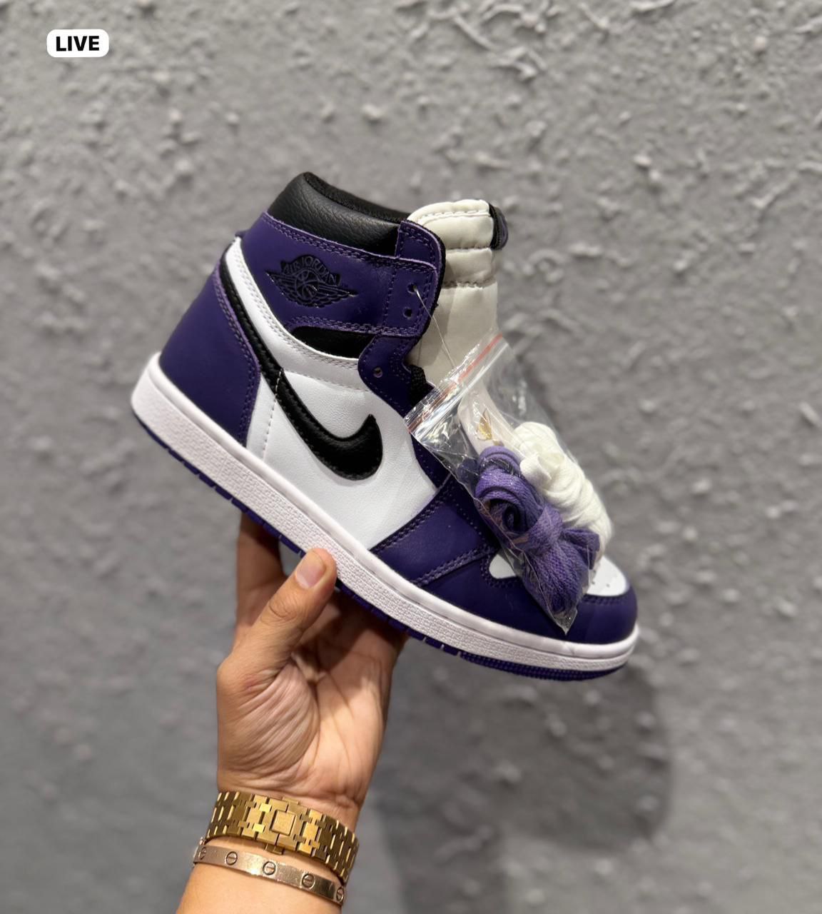 Nike Air Jordans Retro 1 Mid Purple Court White Sneaker for Men's