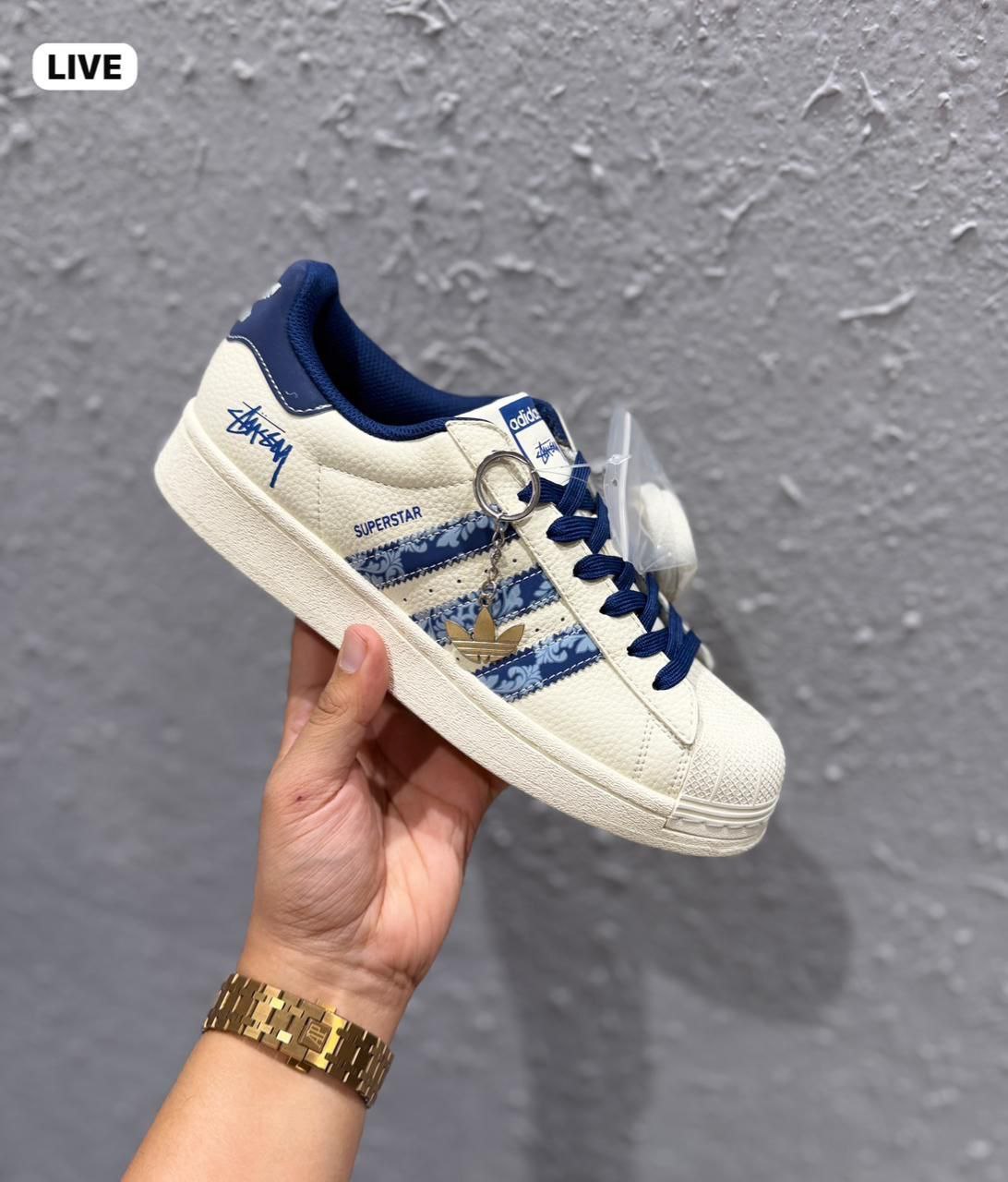 Adidas Original Superstar White Blue Stussy Sneaker