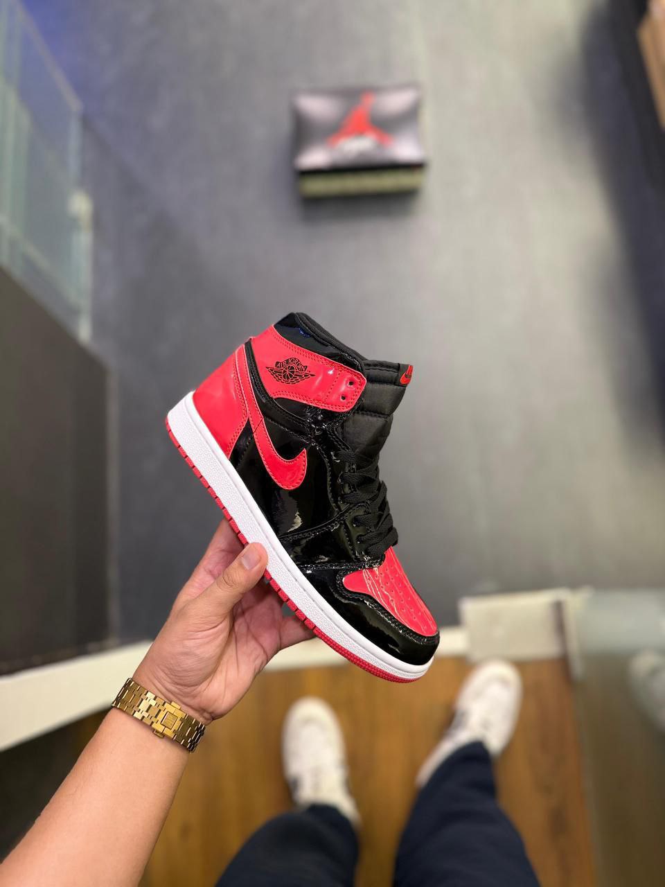 Air Jordan Retro 1 Patent Bred Sneaker for Men's