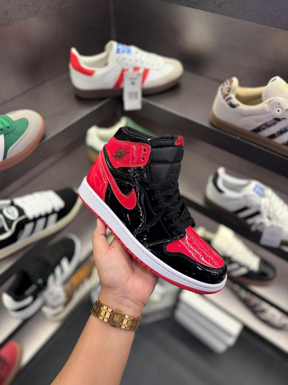 Air Jordan Retro 1 Patent Bred Sneaker for Men's