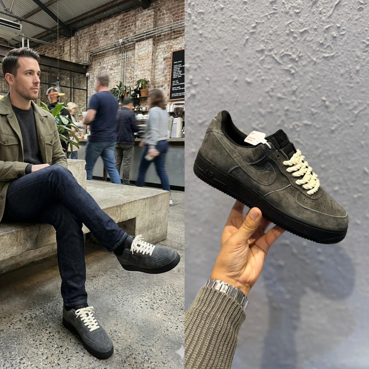 Nike Air Force 1 Charcoal Grey Big Bang Sneaker for Men