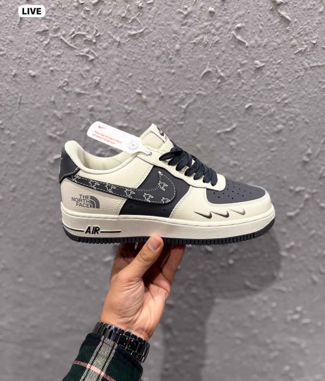 Nike Airforce Custom X North Face White Blue 2025 Sneaker for Men's