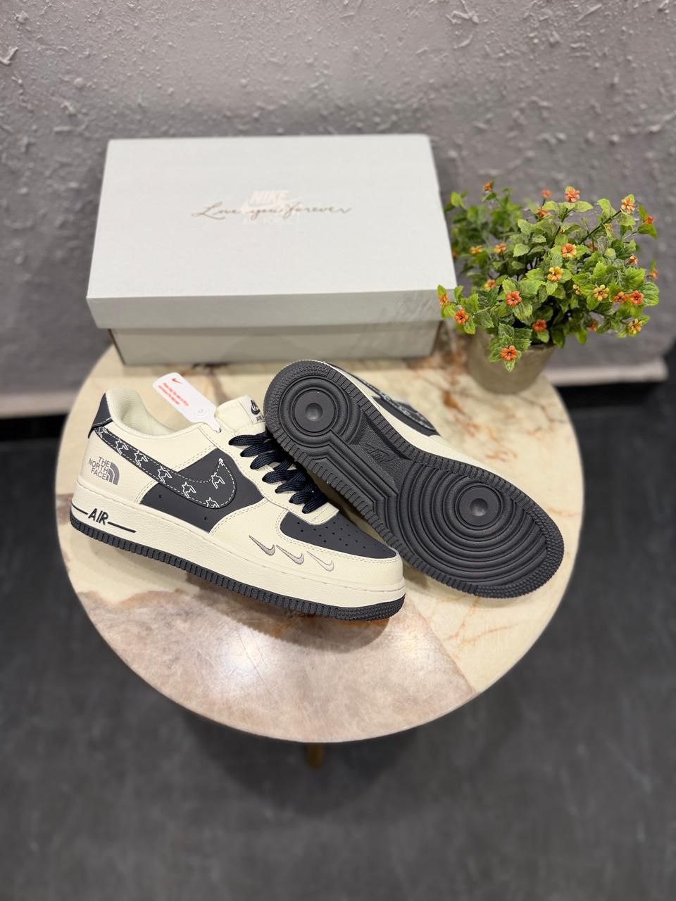 Nike Airforce Custom X North Face White Blue 2025 Sneaker for Men's